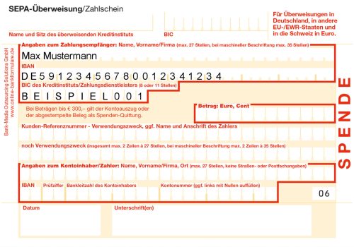 Bank-Media SEPA-Spendenzahlschein